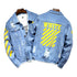 Basic Men's Slim Denim Jacket Button Down Printed Jean Coats